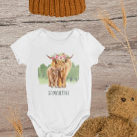 Holy Cow Highland Calf Baby Watercolor Baby