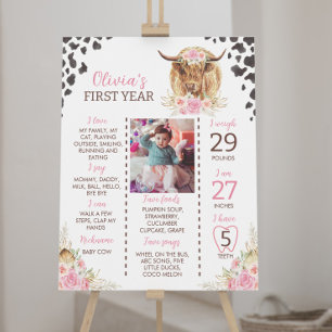 Holy Cow Highland Cow 1st Birthday Milestone Sign