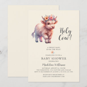 Holy Cow Highland Cow Baby Shower Invitation