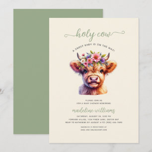 Holy Cow Highland Cow Baby Shower Invitation