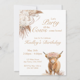Holy Cow Highland Cow Party Invitation