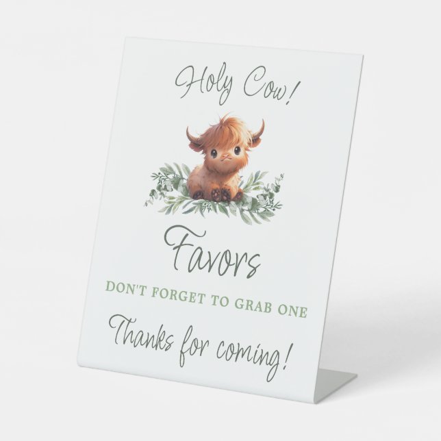 HOLY COW HIGHLAND MODERN COUPLES BABY SHOWER PEDESTAL SIGN (Front)
