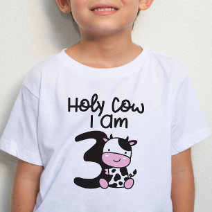 Holy Cow I Am 3 Boy Birthday T-Shirt