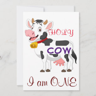Holy Cow I am One kids Invitation