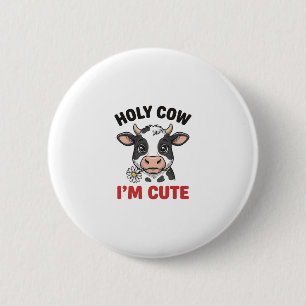 Holy Cow I’m Cute Funny Cow Vintage Engraving Desi 6 Cm Round Badge