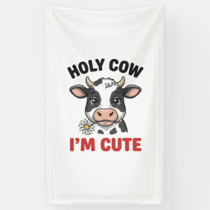 Holy Cow I’m Cute Funny Cow Vintage Engraving Desi Banner