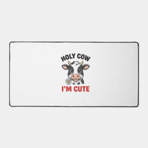 Holy Cow I’m Cute Funny Cow Vintage Engraving Desi Desk Mat