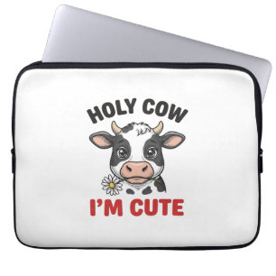 Holy Cow I’m Cute Funny Cow Vintage Engraving Desi Laptop Sleeve