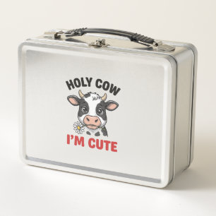 Holy Cow I’m Cute Funny Cow Vintage Engraving Desi Metal Lunch Box