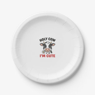 Holy Cow I’m Cute Funny Cow Vintage Engraving Desi Paper Plate