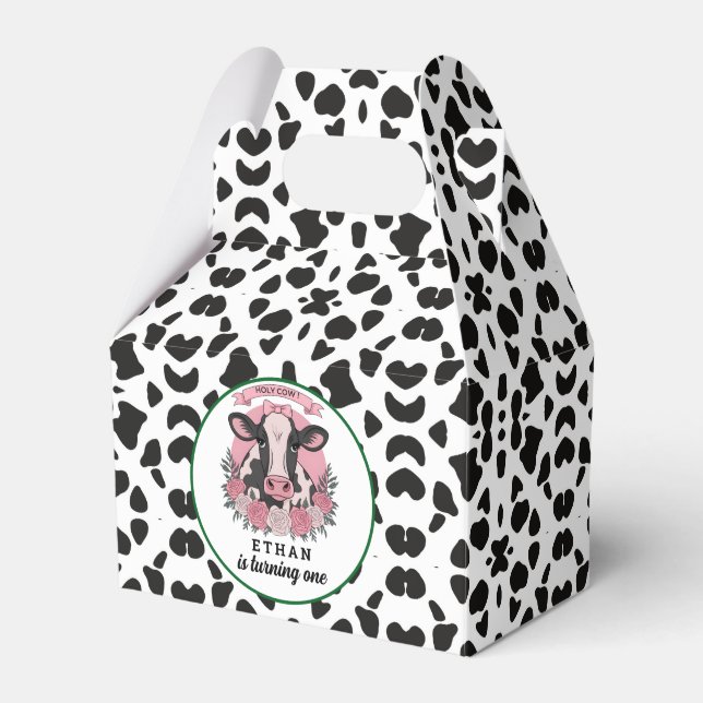 Holy Cow I’m One Cowgirl 1st Birthday Party Favour Box (Front Side)