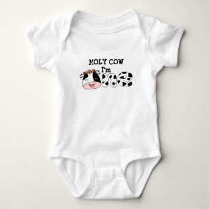 Holy cow I'm 1 Pink Cow 1st birthday cute Baby Bodysuit