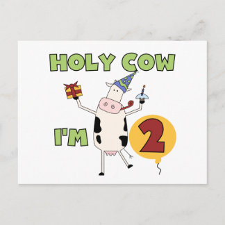 Holy Cow I'm 2 Birthday T-shirts and Gifts Postcard