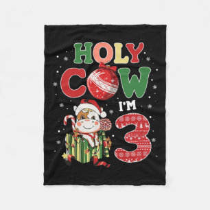 Holy Cow I'm 3 Birthday Boy 3rd Cow Farm Animals C Fleece Blanket