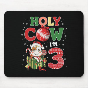 Holy Cow I'm 3 Birthday Boy 3rd Cow Farm Animals C Mouse Mat
