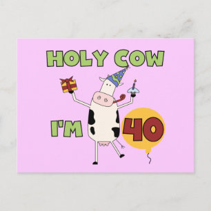 Holy Cow I'm 40 Birthday Tshirts and Gifts Postcard