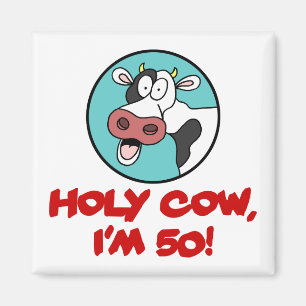 Holy Cow I'm 50 Cow Cartoon Magnet