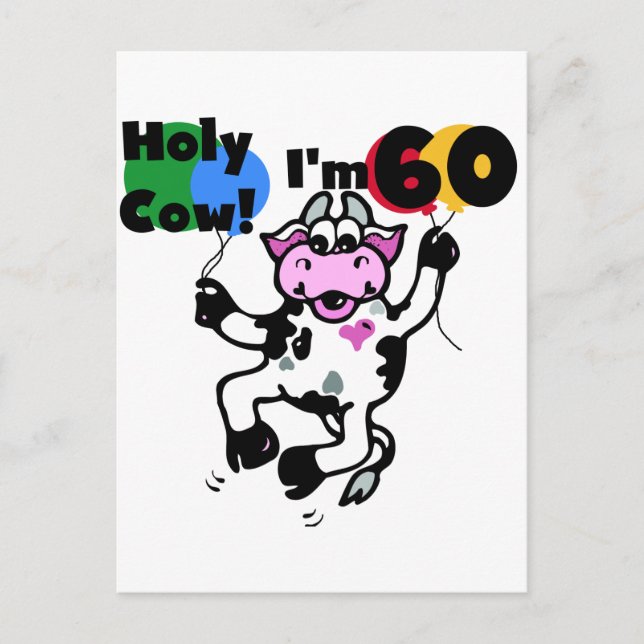 Holy Cow I'm 60 Tshirts and Gifts Postcard (Front)