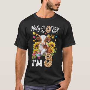 Holy Cow I'm 9 Years Old Farm Cow Sunflowers 9th B T-Shirt