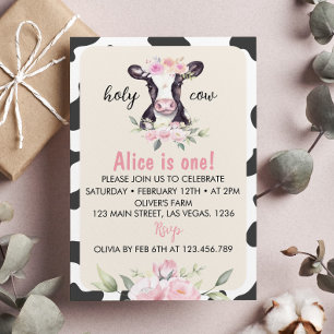 Holy Cow I'm One Birthday Invitation
