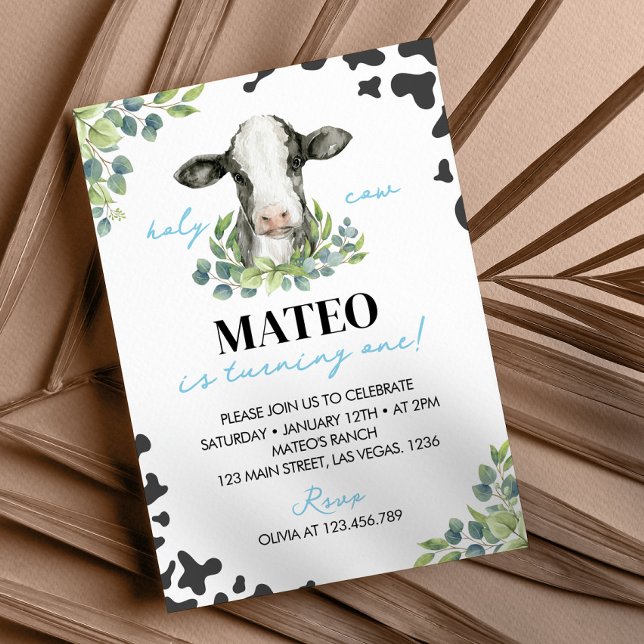 Holy Cow I'm One Birthday Invitation (Creator Uploaded)