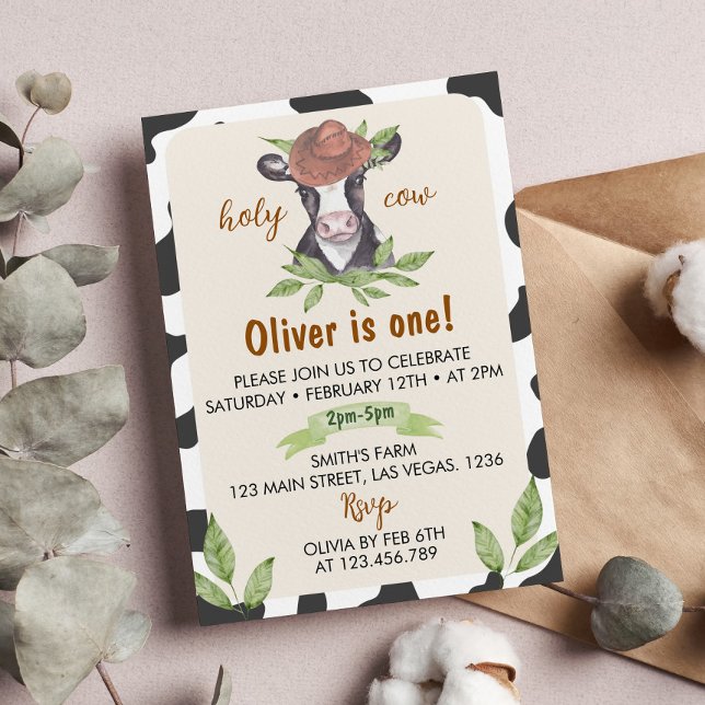 Holy Cow I'm One Birthday Invitation (Creator Uploaded)