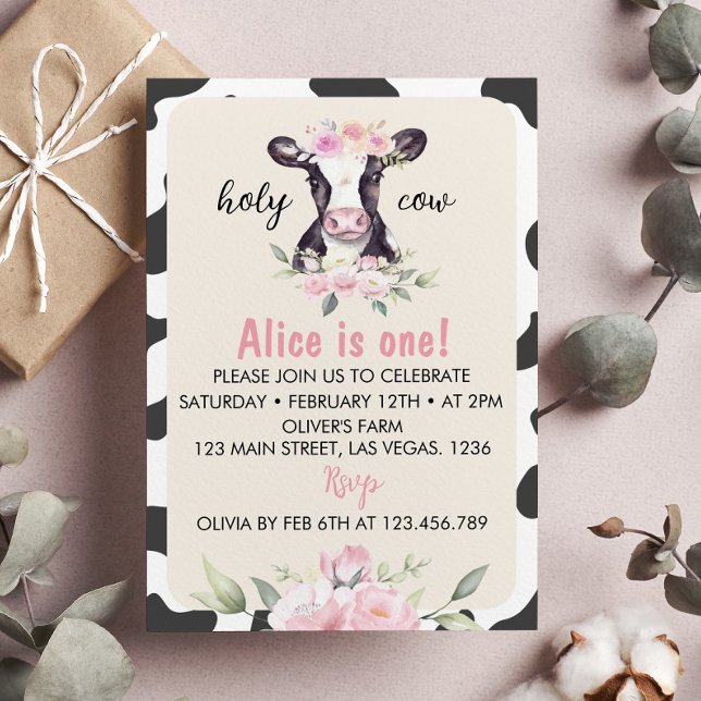 Holy Cow I'm One Birthday Invitation (Creator Uploaded)
