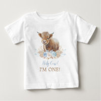 Holy Cow I'm One Boho Blue Floral 1st Birthday