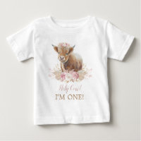 Holy Cow I'm One Boho Pink Floral 1st Birthday