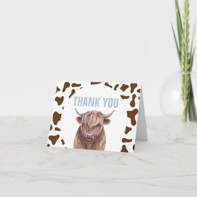 Holy Cow I'm One Brown Cow Print Thank You Card (Front)