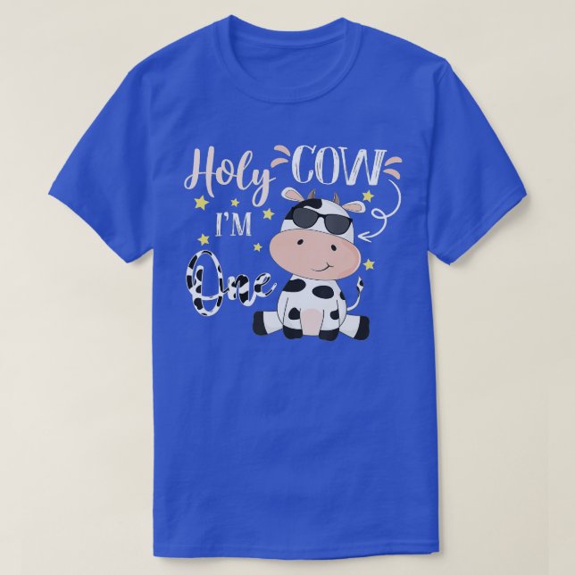 Holy Cow I'm One Cow Farm Theme Birthday 1 Years O T-Shirt (Design Front)