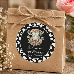 Holy Cow I'm One Cow Girl 1st Birthday Classic Round Sticker