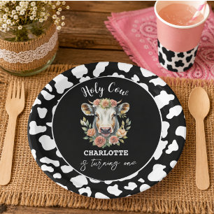 Holy Cow I'm One Cow Girl 1st Birthday Paper Plate