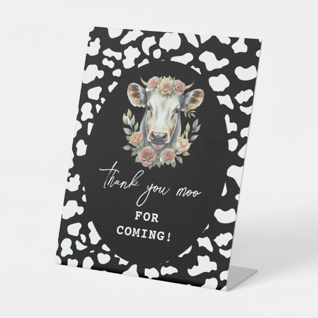 Holy Cow I'm One Cow Girl 1st Birthday Pedestal Sign (Front)