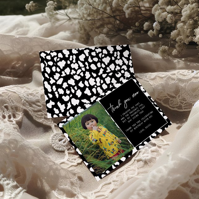 Holy Cow I'm One Cow Girl 1st Birthday Thank You Card (Creator Uploaded)