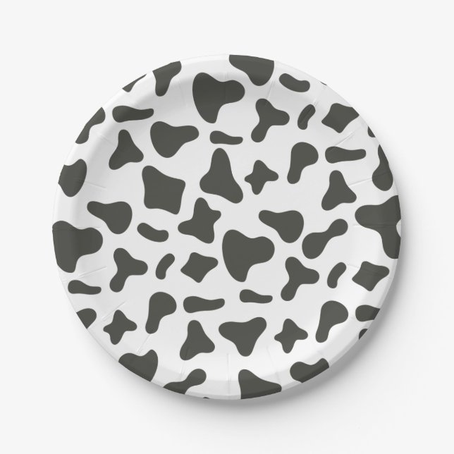 Holy Cow I'm One Cow Print Birthday Paper Cups Plate (Front)