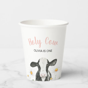 Holy Cow I'm One Daisy Paper Cups