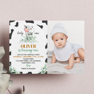 Holy Cow I'm One First Birthday Invitation
