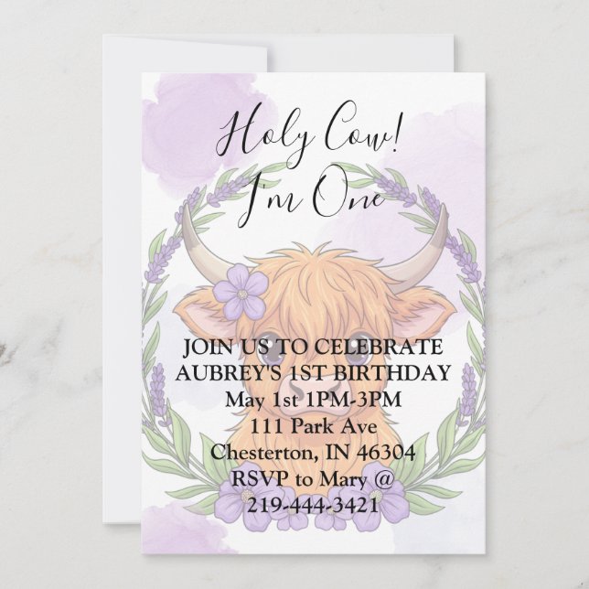 Holy Cow im one Invitation (Front)