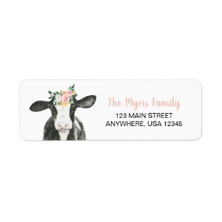 Holy Cow I'm One Pink floral return address Label