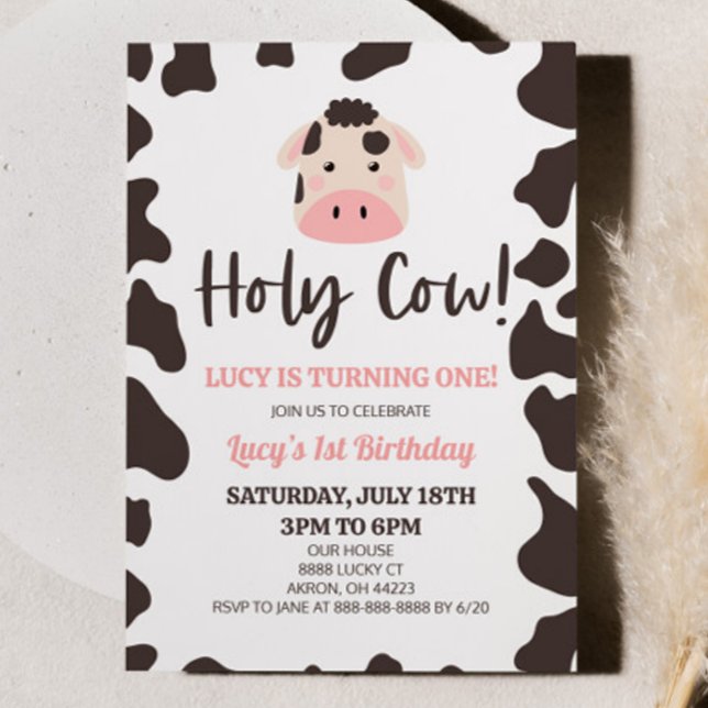 Holy Cow! I'm Turning One 1st Birthday Party Invitation (Creator Uploaded)