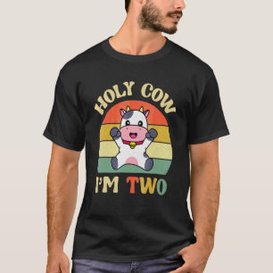 Holy Cow I'm Two Cute Vintage Farm Animal Theme 2n T-Shirt