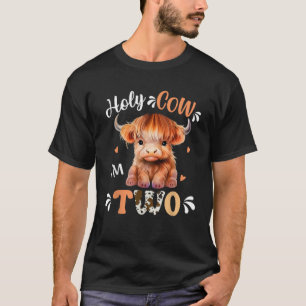 Holy Cow Im Two Scottish Highland Cow Print 2nd Bi T-Shirt