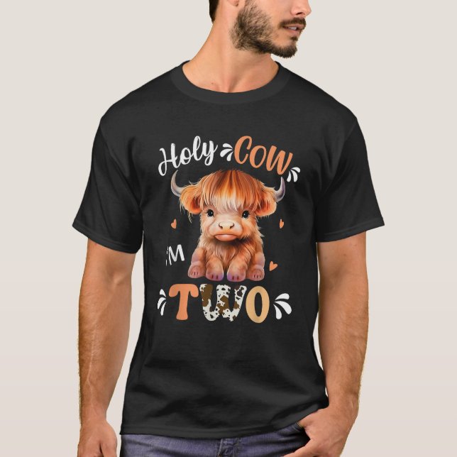 Holy Cow Im Two Scottish Highland Cow Print 2nd Bi T-Shirt (Front)