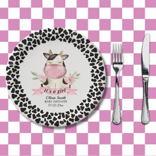 Holy Cow It's a Girl Cow  Paper Plate