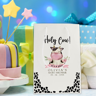 Holy Cow It's a Girl Cute Cow Baby shower Medium Gift Bag