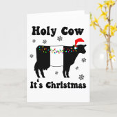 Holy Cow It's Christmas Belted Galloway Beltie Cow Card (Yellow Flower)
