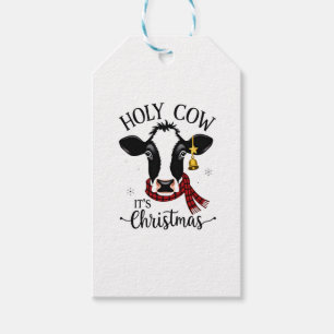 Holy Cow It's Christmas Funny Cow Lover Farm Anima Gift Tags