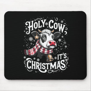 Holy Cow It's Christmas Funny Cow Lover Farm Anima Mouse Mat