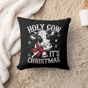 Holy Cow It's Christmas Funny Cow Lover Farm Cushion